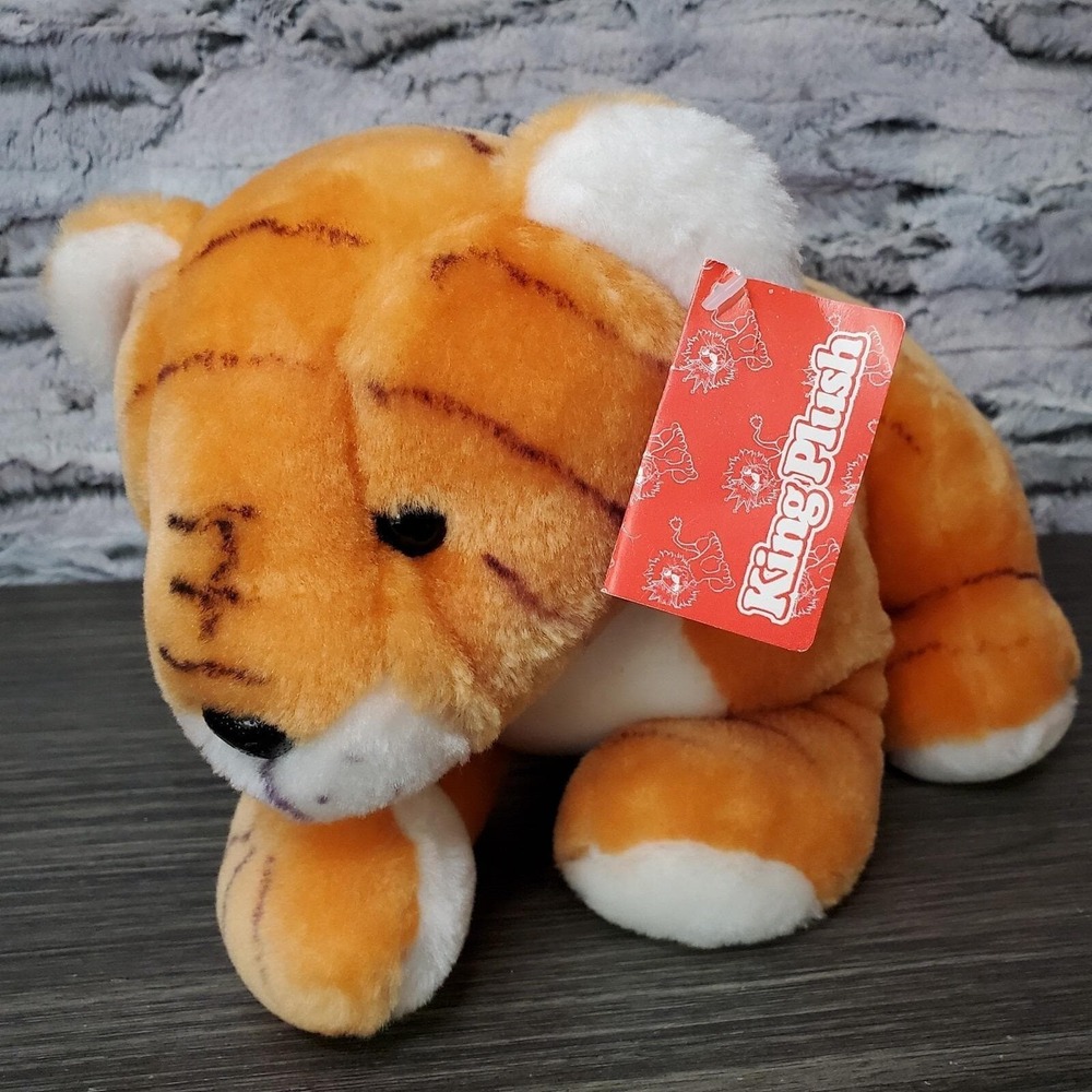 Vintage King Plush ORANGE and Black Stripped TIGER 14" Plush‎ Cat w/Tags